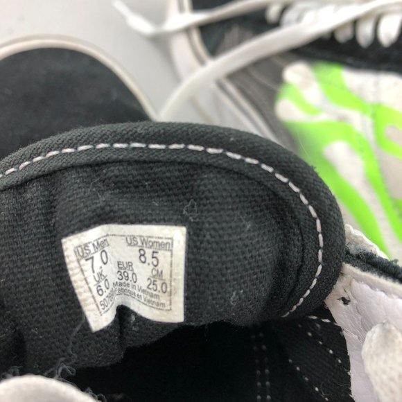 Vans Unisex 7M 8.5W Old Skool Flame Black Green Leather Low Top Lace-Up Sneakers - Picture 12 of 13